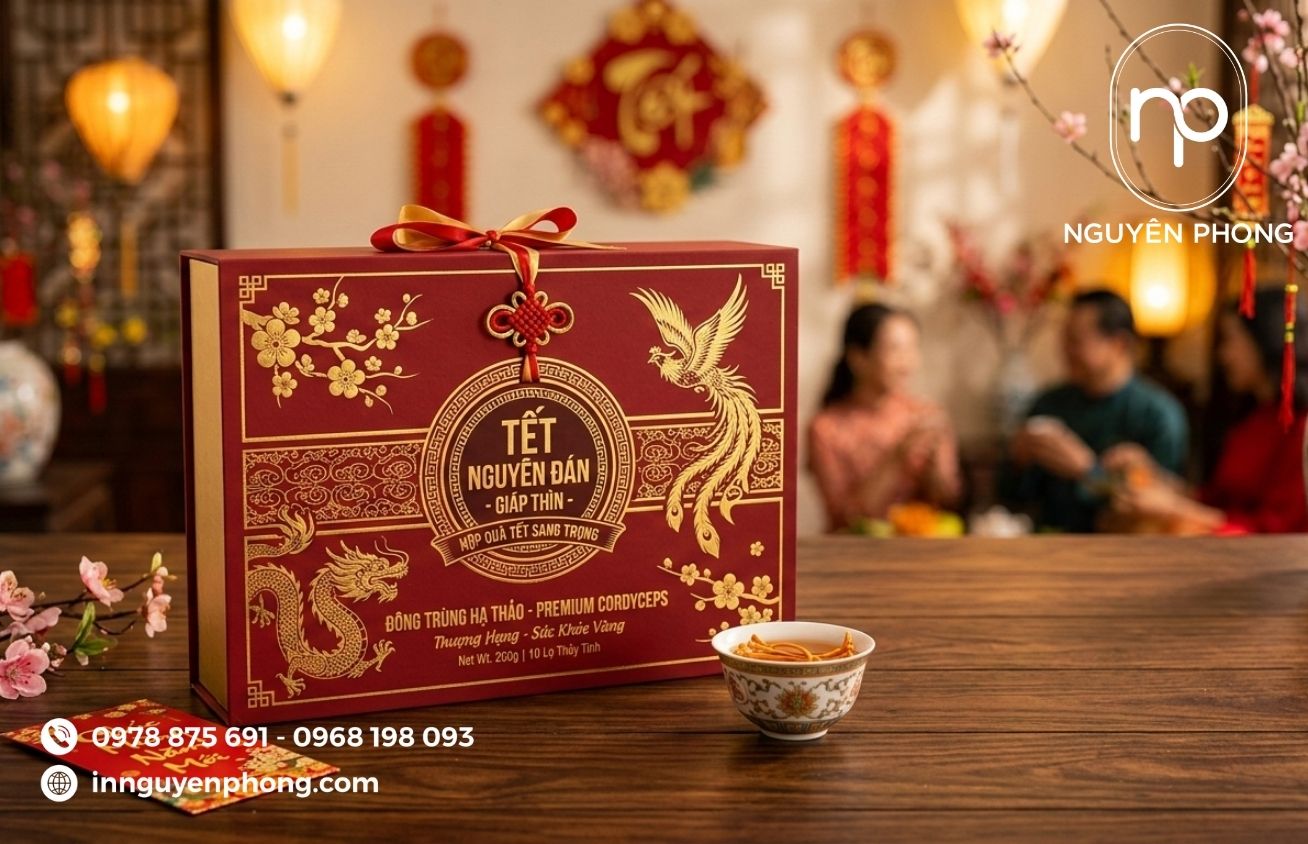 Mẫu hộp đựng đông trùng hạ thảo truyền thống 